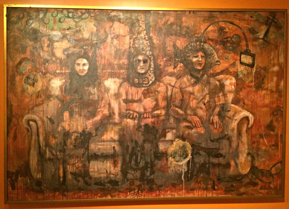 "Abysmal Abound: Trinity of Passiveness" on Mixed Media on Canvas by Don M. Salubayba in 2009. A Maria Louisa Sian collection.